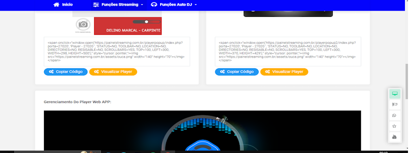 Painel de Streaming 3